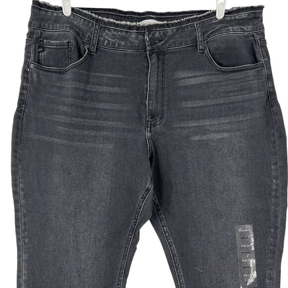 Kancan Women Distressed High Rise Ankle Black Stretch Denim Jean Size 22 - Picture 3 of 11